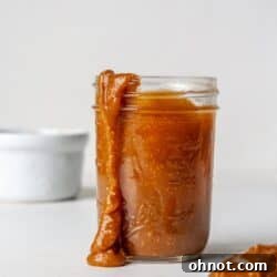 Salted caramel sauce in jar