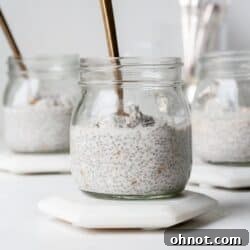 Whole30 chia pudding in glass jars