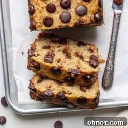 Gluten-free zucchini banana bread on a baking pan
