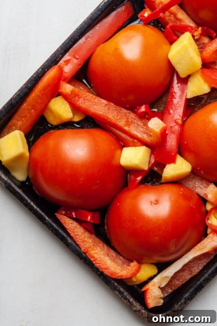 Roasted veggies on pan