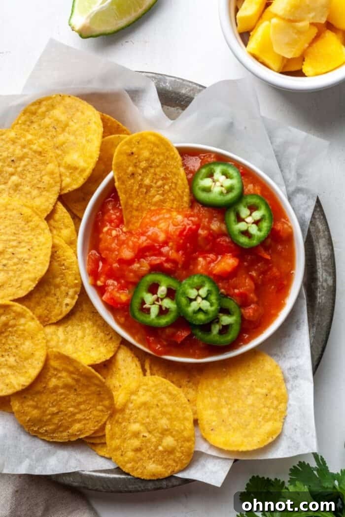Mango salsa with chips
