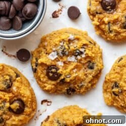 Almond flour pumpkin cookies with chocolate chips