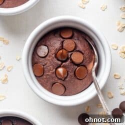 Chocolate baked oatmeal in ramekin