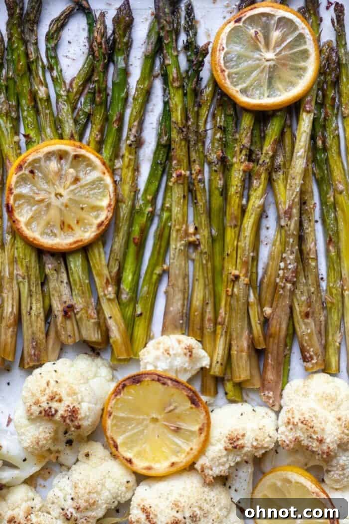 Roasted asparagus and cauliflower