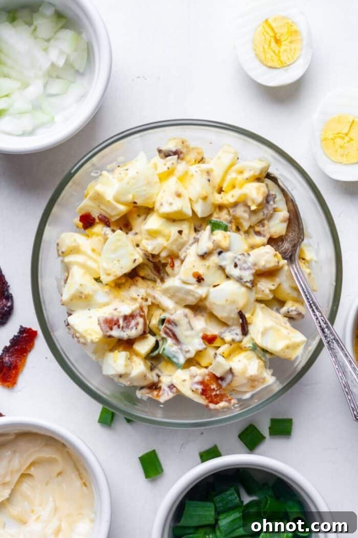 Whole30 egg salad in glass bowl