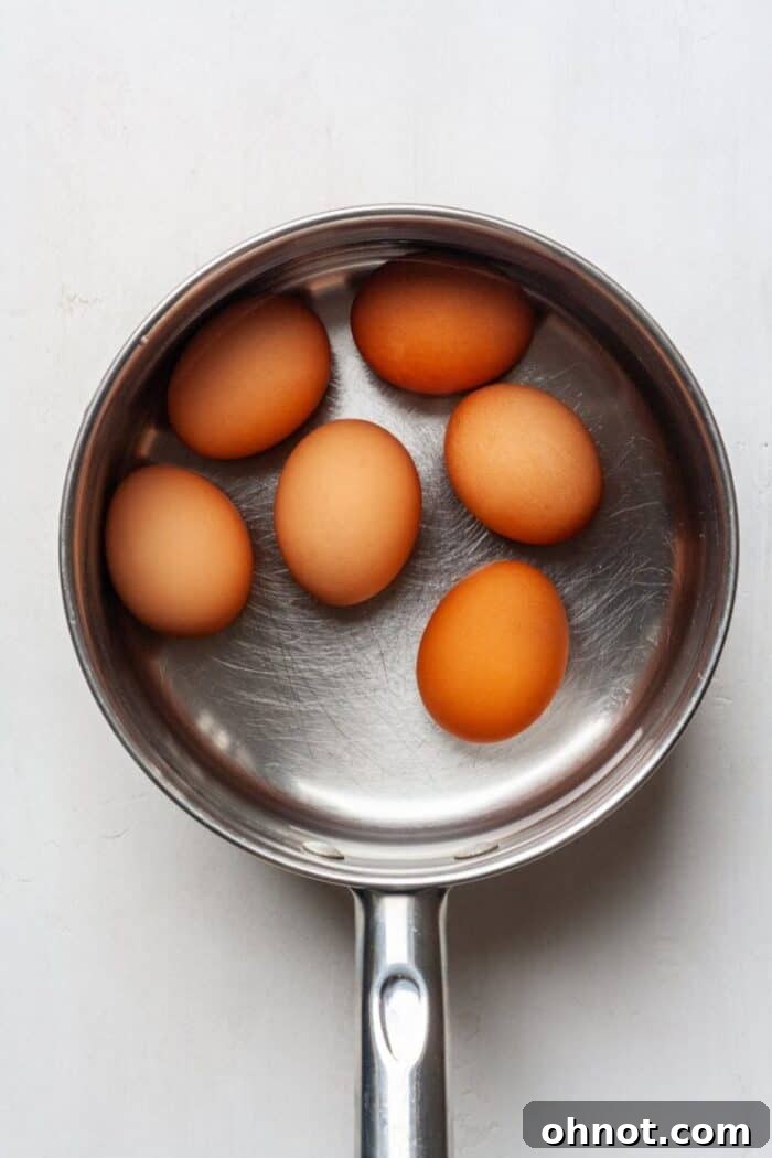 Eggs in boiling water
