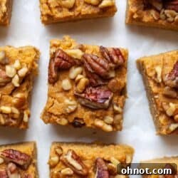 Sweet potato blondies bars on parchment paper