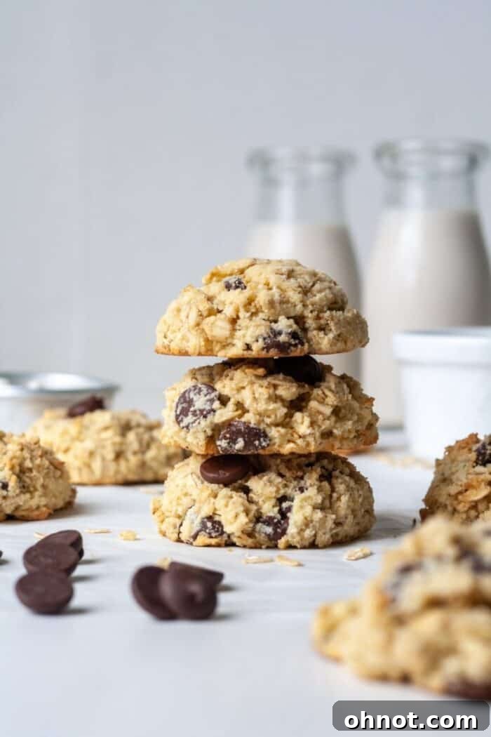 Stack of coconut flour oatmeal cookies