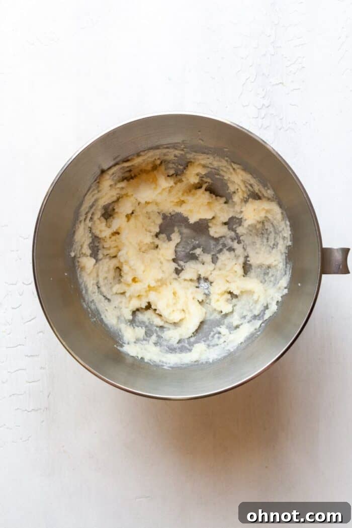 Creamed butter and sugar in bowl