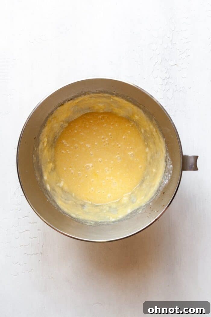 Batter in mixing bowl