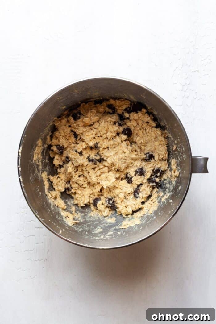 Cookie dough with oats and chocolate chips