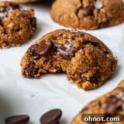 Vegan gluten free chocolate chip cookies on parchment paper