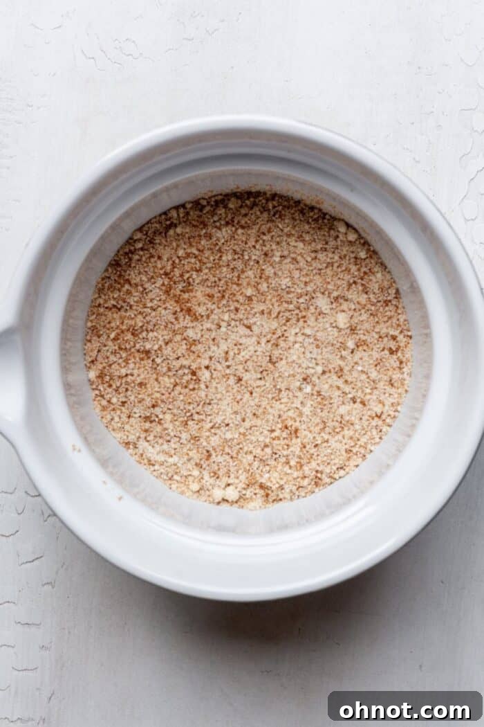 Dry ingredients for vegan gluten free cookies combined in a mixing bowl