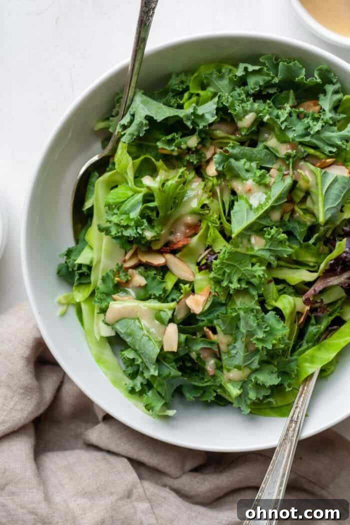 Crunchy kale salad in bowl