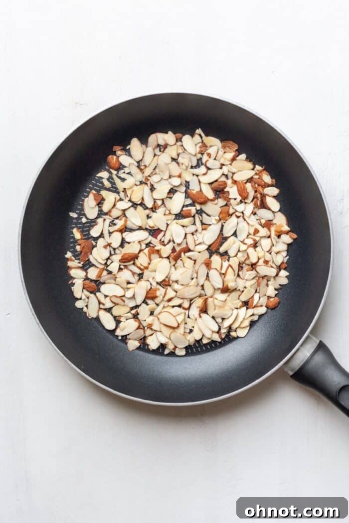 Almonds in skillet