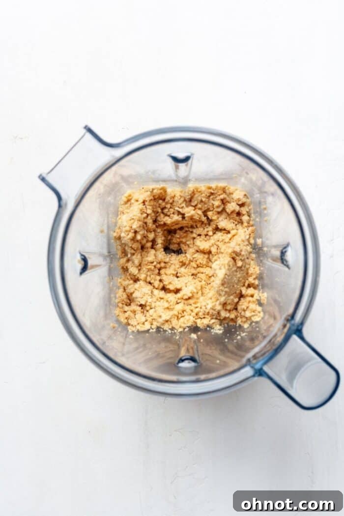 Powdered peanuts in blender