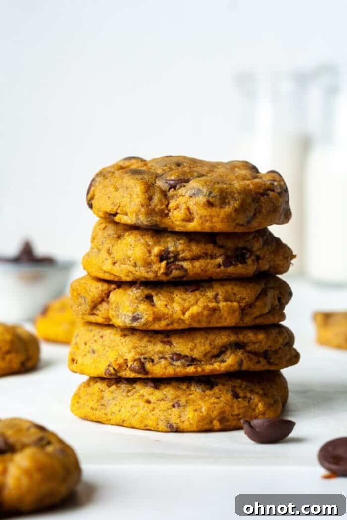 Soft gluten-free pumpkin cookies with a glass of almond milk, a perfect pairing.