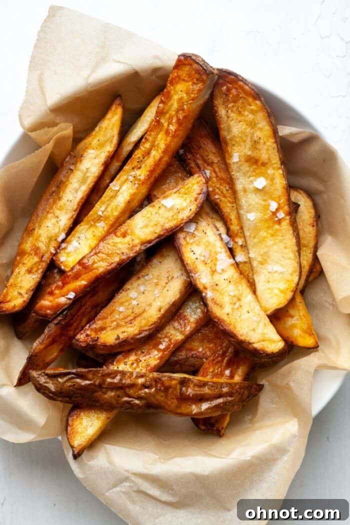Whole30 French fries in bowl, golden and crispy
