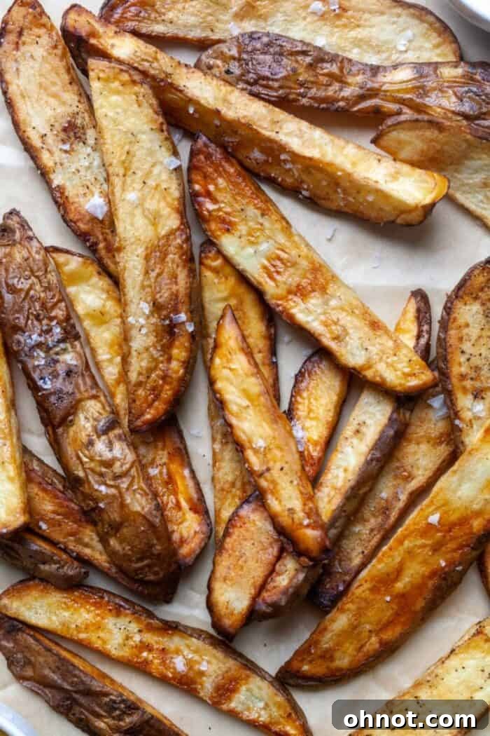 Crispy homemade French fries served hot