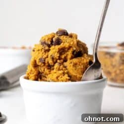 Edible pumpkin cookie dough in white bowl