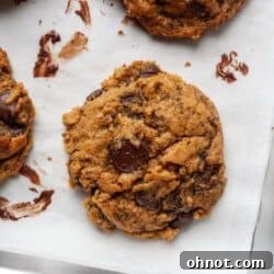 Vegan peanut butter chocolate chip cookies on pan