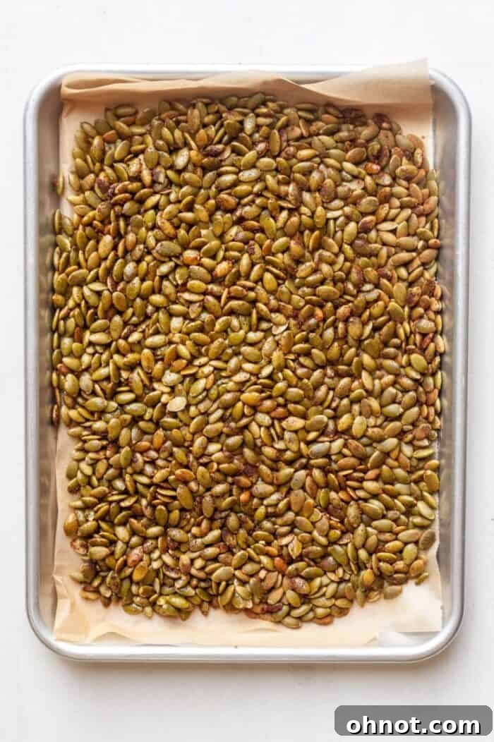Pumpkin seeds on pan