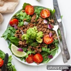Whole30 taco salad on white plate