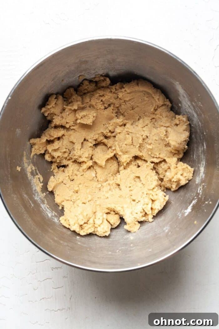 Gluten-free cookie dough fully mixed in a bowl