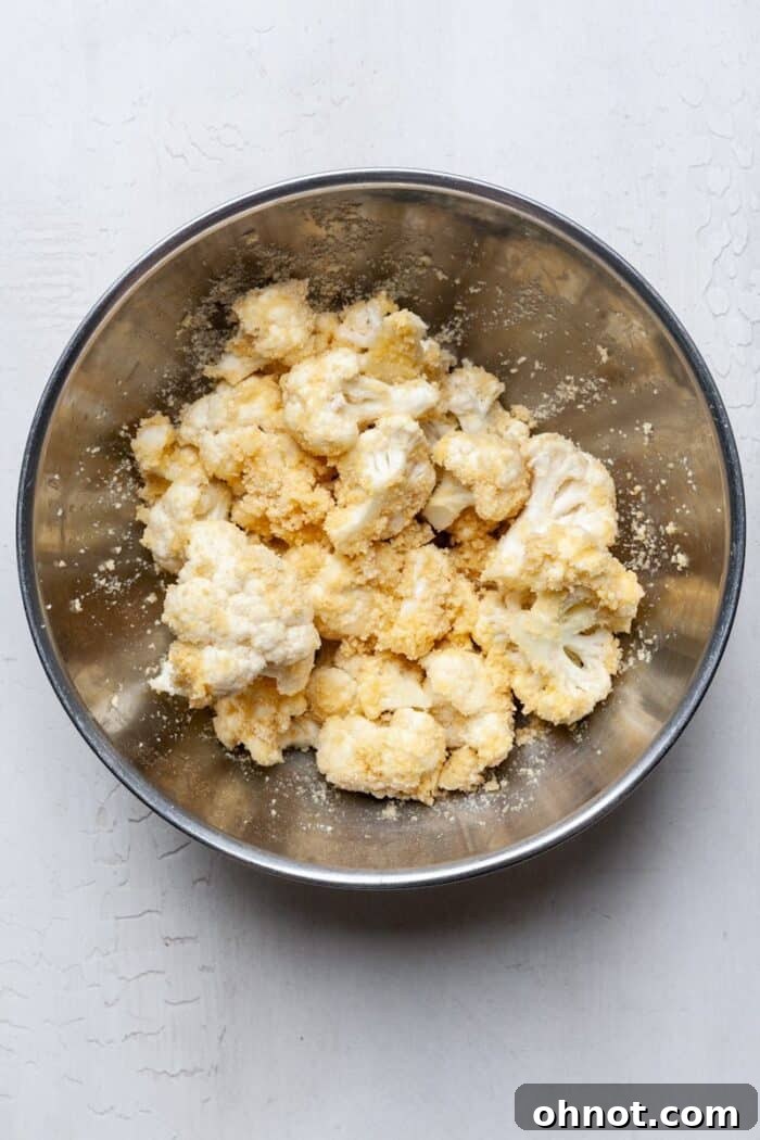 Breaded cauliflower in bowl