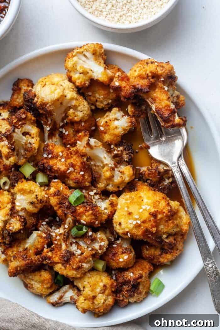 Plate of Whole30 air fryer cauliflower