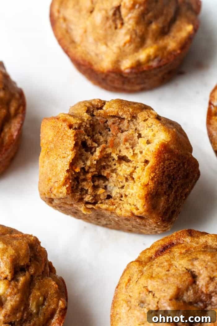 Moist banana carrot muffins, ready to be enjoyed.