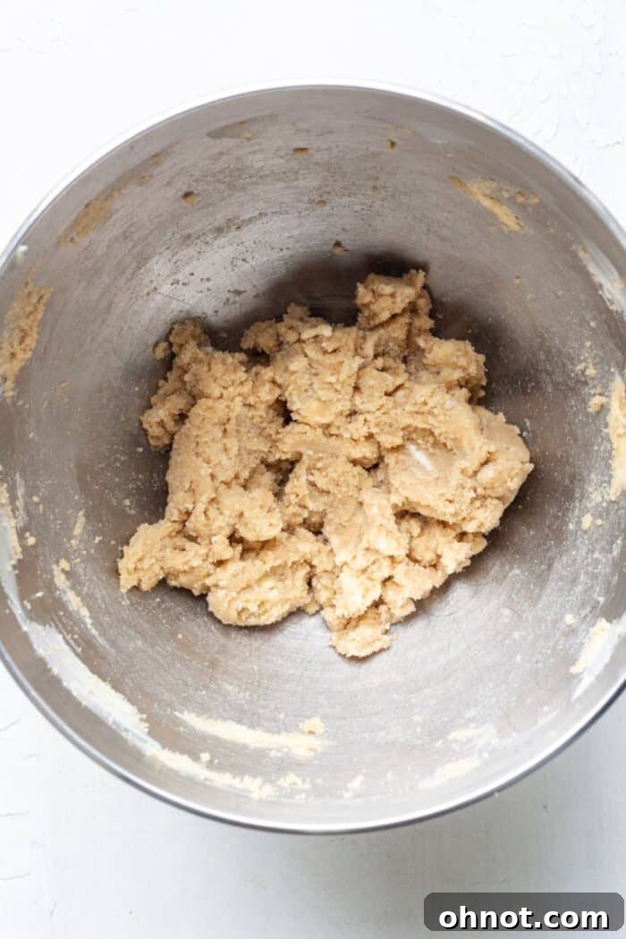 Creamed brown sugar and butter in bowl