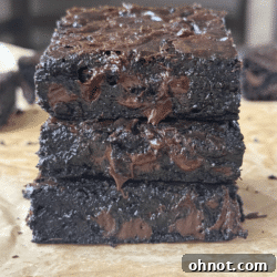 Espresso brownies. A perfectly sliced espresso brownie square.
