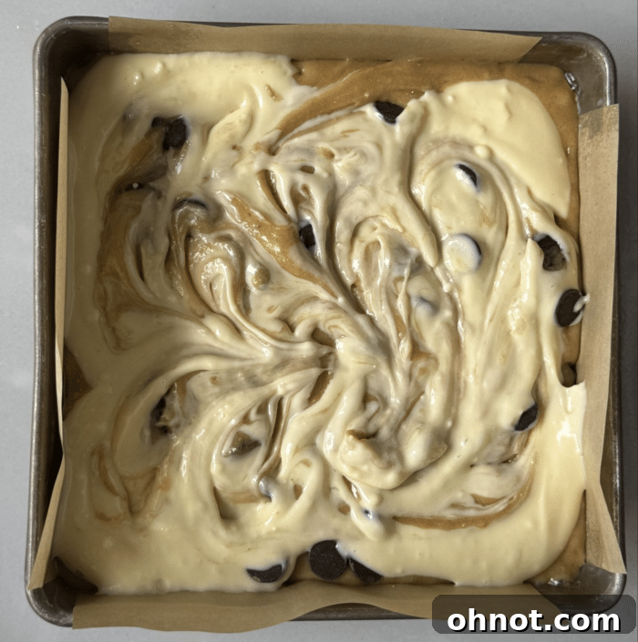Swirl creamy batter.
