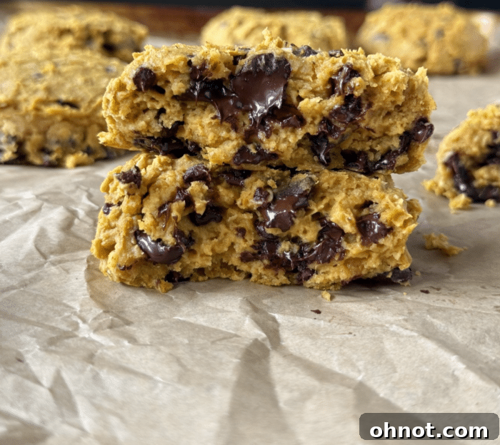Gooey potato cookies with melted chocolate.