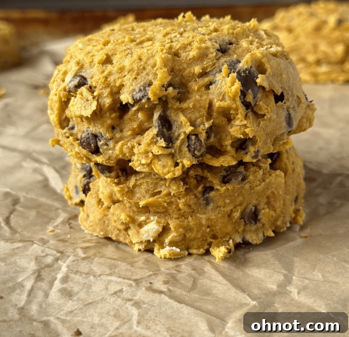 Stack of freshly baked sweet potato cookies.