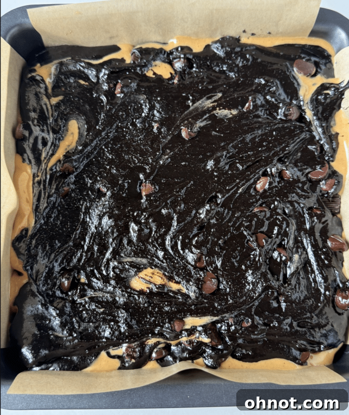 Pan with dark batter.