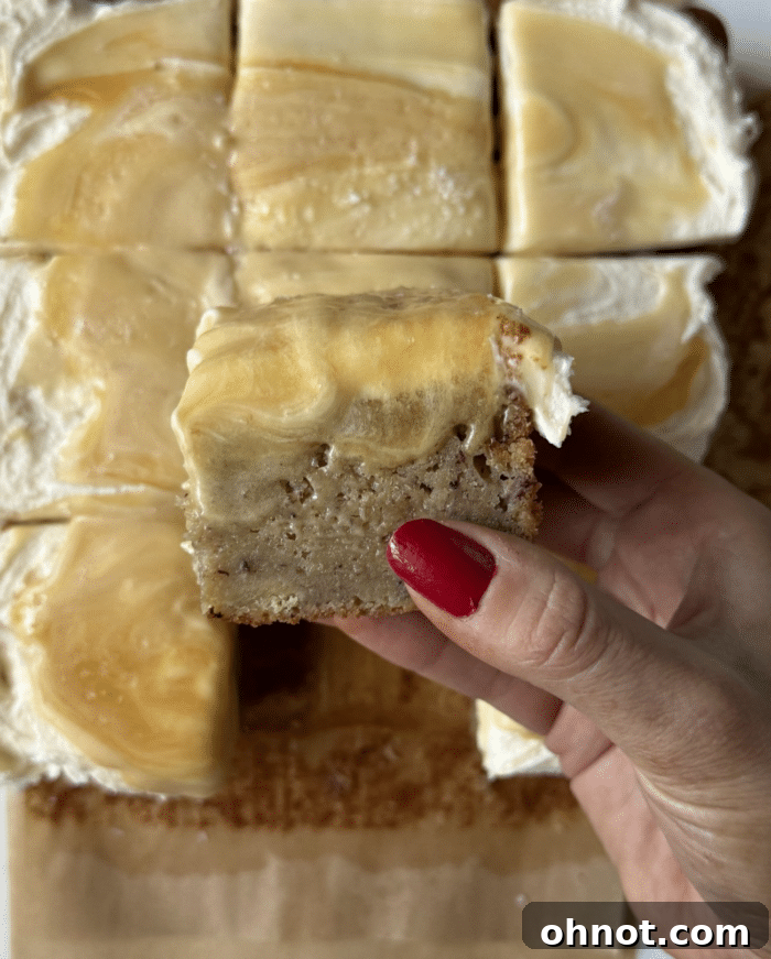 Gooey cake with fingers.