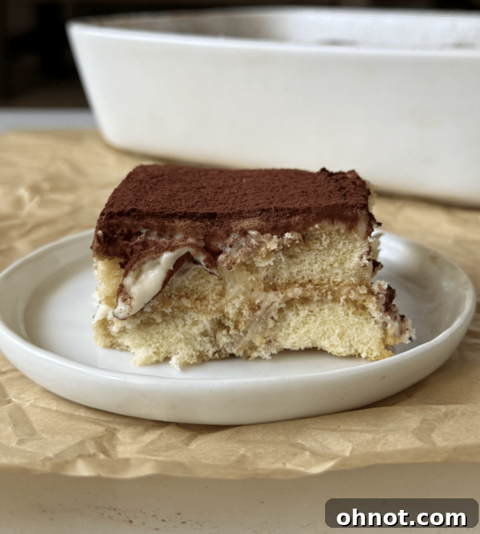 Plate with gluten free tiramisu.