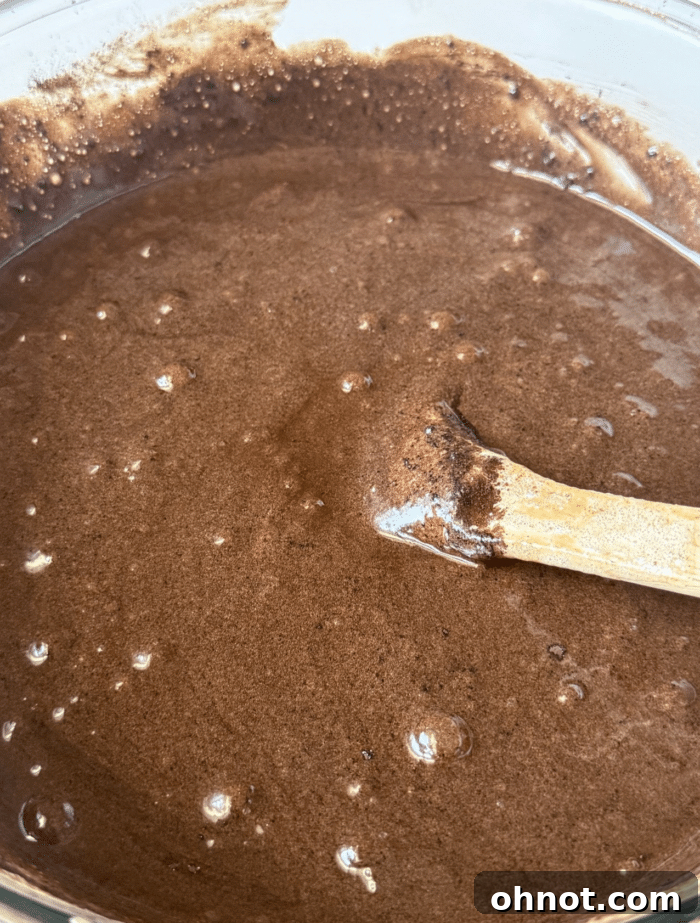 Thick brown batter.
