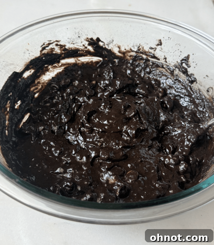 Dark chocolate batter.