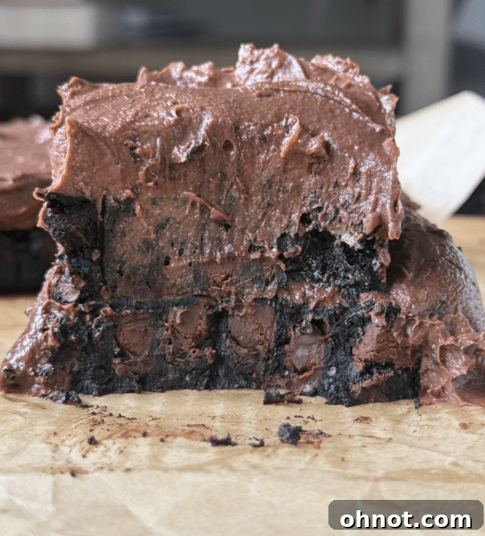 Bite of healthy brownies.