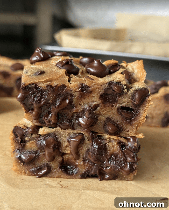 Gooey chocolate chip bars.