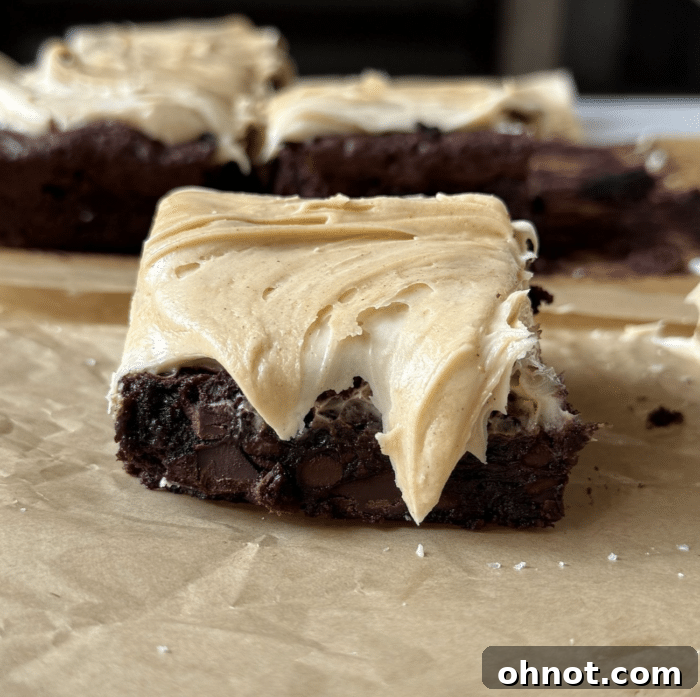 Brownies with peanut butter frosting.