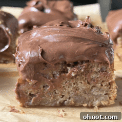 Banana cake with chocolate frosting.