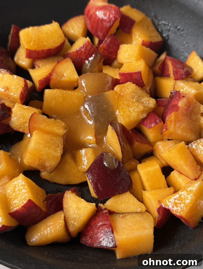 Sliced peaches.