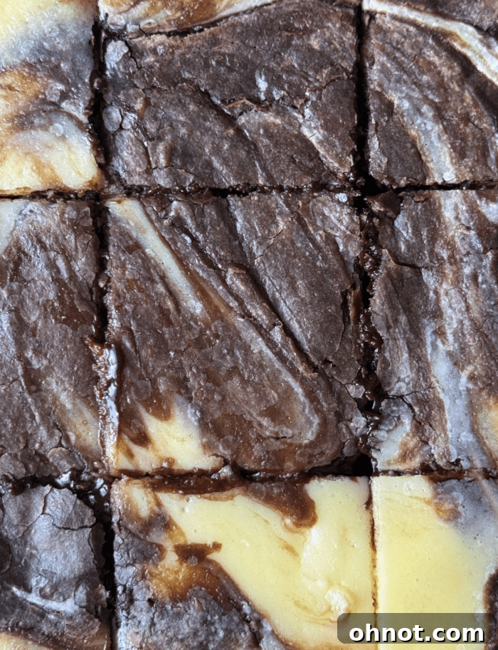 Sliced gooey brownies.