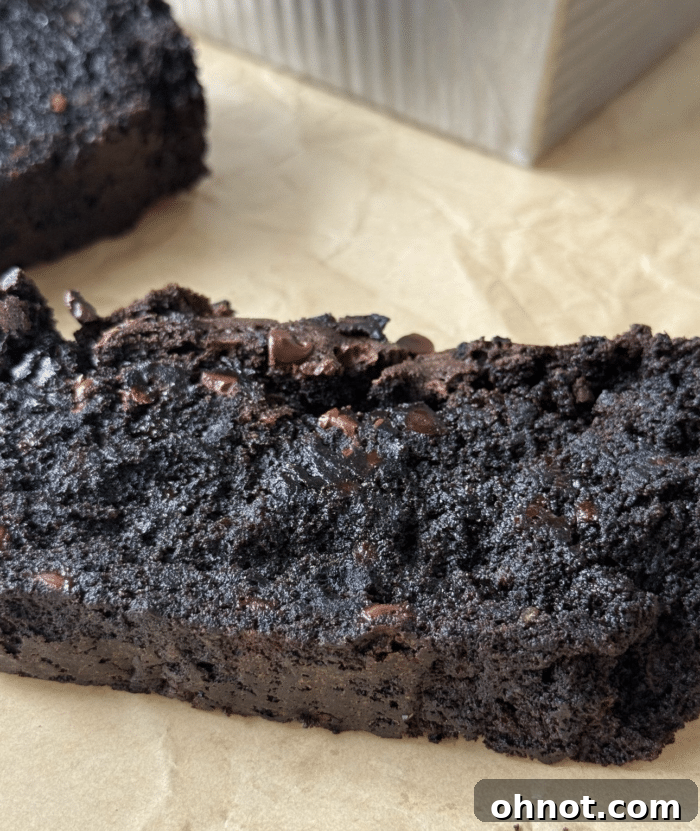 Brownie loaf slice.