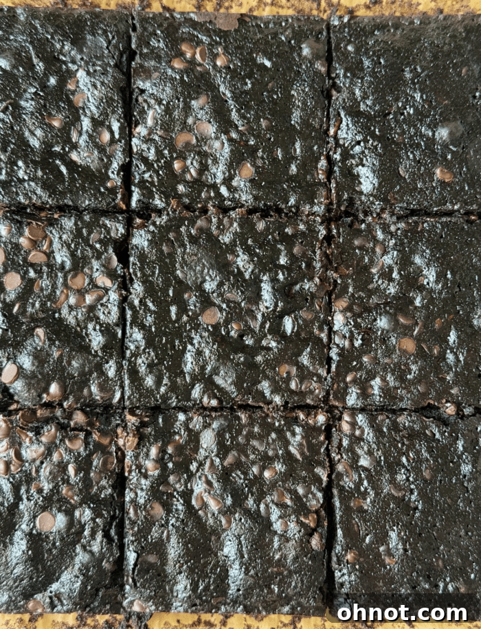Sliced zucchini brownies.