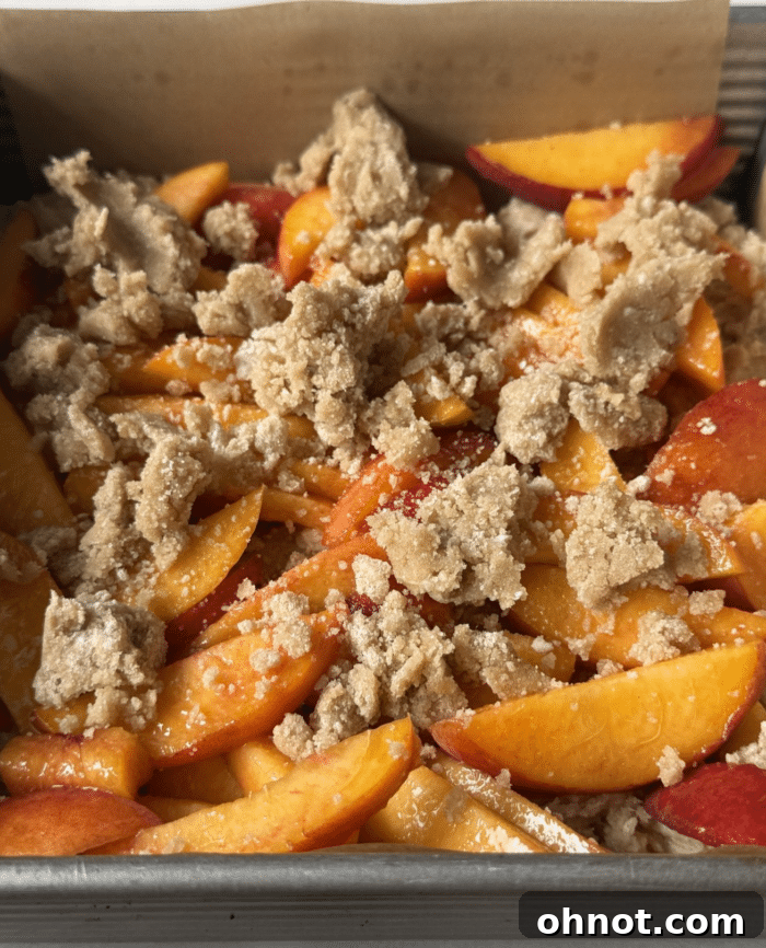 Crumble peach topping.